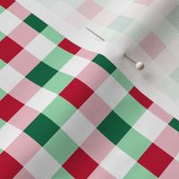 3xSmall scale ditsy- Non-Directional Gingham - Christmas - Red Green White