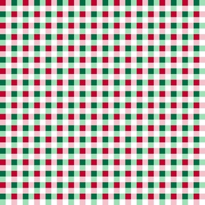 3xSmall scale ditsy- Non-Directional Gingham - Christmas - Red Green White