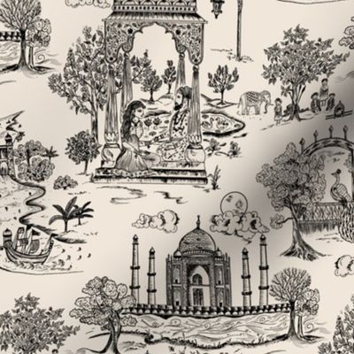 Agra Toile / small in classic black and white 