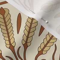 Breaking Bread 2: Art Deco Wheat in Gold and Brown, Botanical