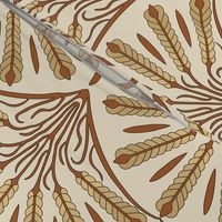 Breaking Bread 2: Art Deco Wheat in Gold and Brown, Botanical