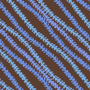 Diagonal Puakenikeni Lei Stencils blue on brown