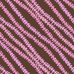 Diagonal Puakenikeni Lei Stencils pink on brown