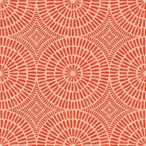Antique Mosaic Circles - Warm Red on Apricot Cream