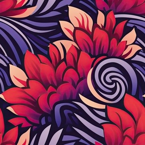 Vibrant Abstract Red Purple Floral ATL_2024