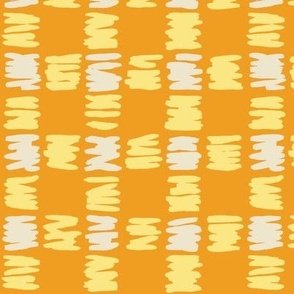 Mustard, Pastel Yellow , light beige hand painted check medium