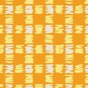 Mustard, pastel yellow, beige hand pained check small