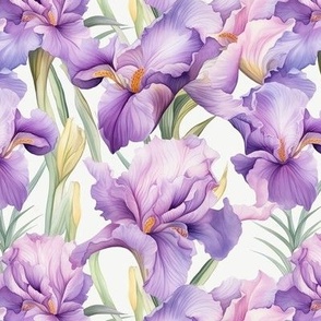 BEAUTIFUL CLASSIC IRISES 6 WATERCOLOR