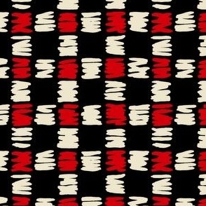 Black, red, light beige hand painted check small