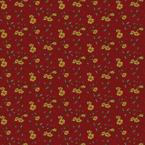 Floral trails - red and gold