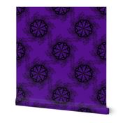 Spinning Wheels Roses  Black on  Bright Purple