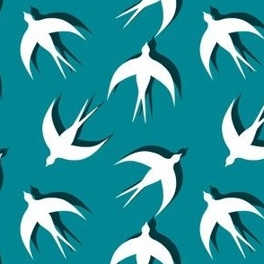 Swallows teal background