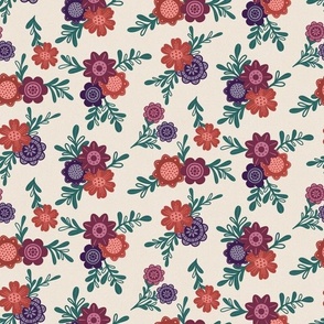 Vintage Blossom Symphony: Elegant Floral Pattern in Classic Burgundy & Navy Hues for Home Decor and Apparel