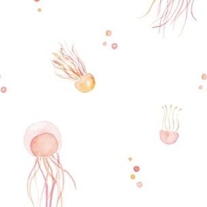 Watercolor Jellyfish (peach / coral / pinks)