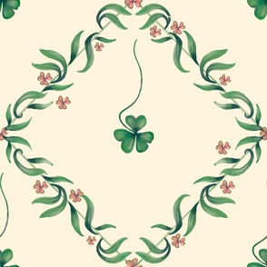 Watercolor Vintage Clover Shamrock - French Romantic - BIG size 