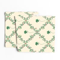 Watercolor Vintage Clover Shamrock - French Romantic - MEDIUM size 