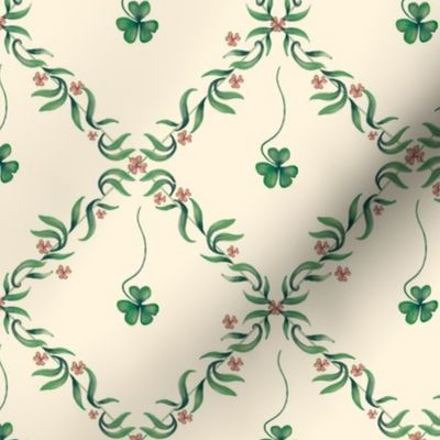 Watercolor Vintage Clover Shamrock - French Romantic - SMALL size 