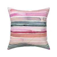 Artistic watercolor stripes Magenta Pink and Green Jumbo Large