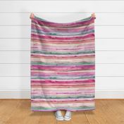 Artistic watercolor stripes Magenta Pink and Green Jumbo Large