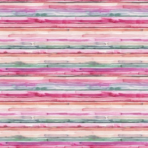 Artistic watercolor stripes Magenta Pink and Green Small