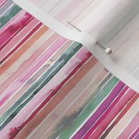 Artistic watercolor stripes Magenta Pink and Green Micro