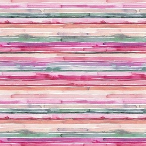 Artistic watercolor stripes Magenta Pink and Green Micro