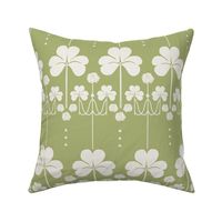 Vintage Green Shamrocks - white clover and olive green