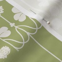 Vintage Green Shamrocks - white clover and olive green