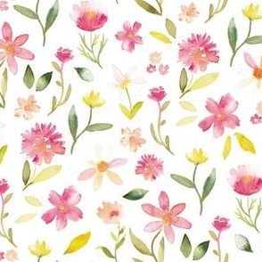 Loose watercolor flowers, Spring happy fresh floral SMALL