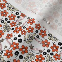 Small Scale Team Spirit Baseball Floral in San Francisco Giants Orange Black and Cream