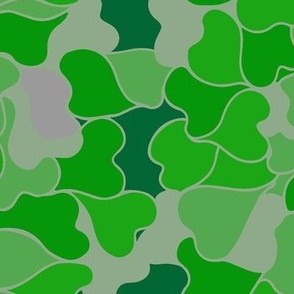 Camo pattern with green hearts from Anines Atelier. Fun and joyful design