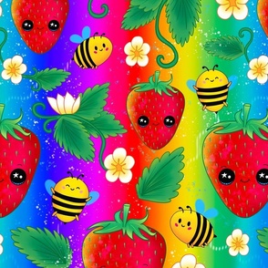Happy Strawberries Rainbow Ombre