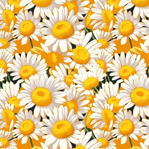 Pop art daisies in gold yellow and white