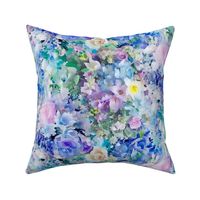 Multicolor Pastel Garden Flowers Floral Watercolor Half Drop