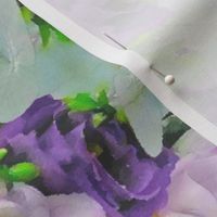 Cream, Lilac and Purple Roses with Green Leaves Suffragette Floral Watercolor Half Drop