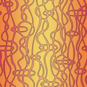 Abstract wavy design, yellow, orange and red