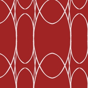 simple geometric oval in cranberry red and white