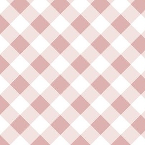 (L) diagonal gingham in pink and white Large scale