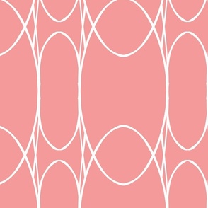 oval geometric in coral and white