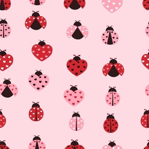 Ladybug Love on Pink, Hearts, Ladybug Fabric, Love Bug, Valentines Fabric, Valentine, Cute Valentines, Pink and Red