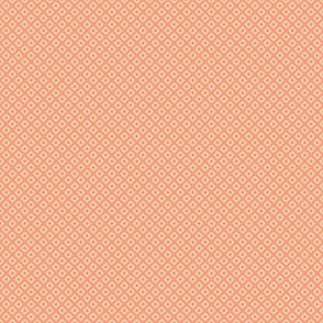 Mid-Century Mod Foulard Pattern in Peach Fuzz, Orange and Off-White. Scalloped Geometric (smaller scale)