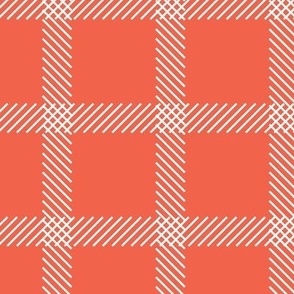 Plaid with a Twist - Red - Minimalist - Christmas - Bright Colors - Coral - Kids - Tattersall - Geometric - Valentines - Gingham - Checks
