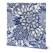 Indigo Lace Floral - Blue Abstract Flowers - Hand Drawn 