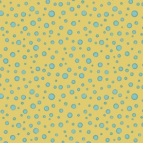 Something Fishy — Blue Bubbles on Yellow Background