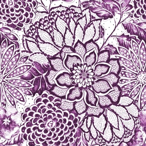 Lace Floral Purple Fabric, Wallpaper and Home Decor