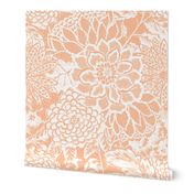 Peach Fuzz  Lace Floral - Peach Abstract Flowers - Hand Drawn 