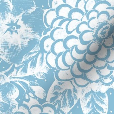 Light Blue Lace Floral - Blue Abstract Flowers - Hand Drawn 