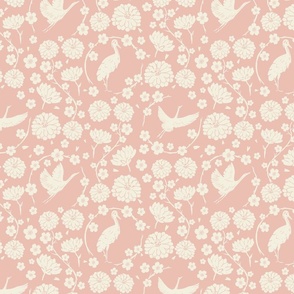 Japanese Cherry Blossom Cranes pale pink and cream