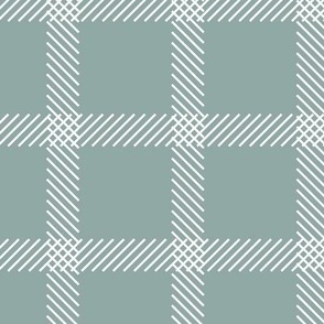 Plaid with a Twist - Gray Teal - Minimalist - Muted Colors - Geometric - Plaid Wallpaper - Tattersall - Plaid Fabric - Gingham - Checks