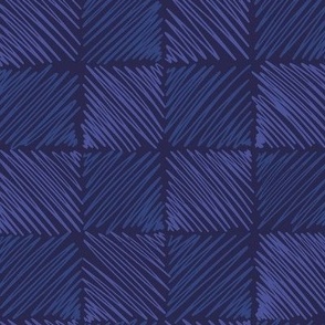 (Large) “Scribbled chessboard”, scruffy checkers midnight blue, purple and lilac